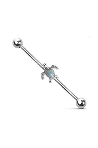 Body Accentz Industrial Barbell Sea Turtle 316L Surgical Steel Bar 14G #TOP22