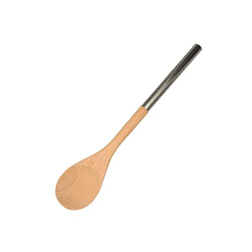 Fackelmann 30371 Löffel aus Buchenholz und Griff aus Edelstahl, Küchenlöffel, Eintopflöffel, Holz, Edelstahl, 34 x 6,5 cm