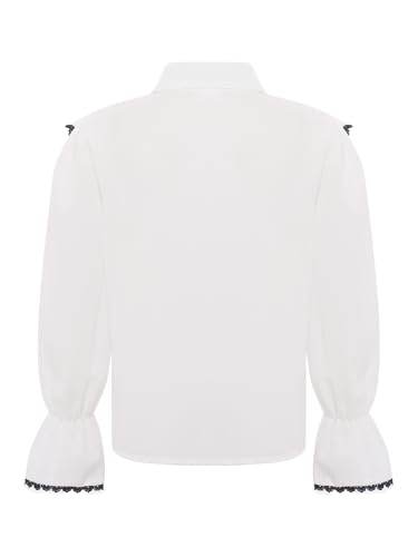 Kids Girls Long Puff Sleeve Bowknot Lace Trim Button Shirt Princess Party Blouse Top School Uniform Formal Shirt4