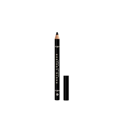 LOréal Paris Augen Make-up Haute Couleur Khol Eyeliner für intensive Farbe & müheloses Verblenden Wischfester Kajalstift mit Shea Butter Cremige Puder-Formel Farbe: Noir (Schwarz)