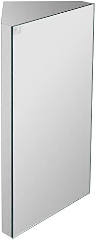 DANGJIN Wall Mount Corner Medicine Cabinet with Mirror, 24.2” x 12.8" Inch Bathroom Wall Cabinet, Polished Stainless Steel - Right Open Mirror Door Three Shelves