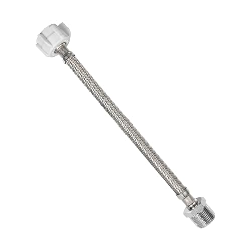 PLUMBINGMASTER 8 Inch Flexible Toilet Connector Extension, 7/8 female x 7/8 male Hose Adapter, Stainless Steel Braided Hose to Toilet Tank Compatible,1 pcs