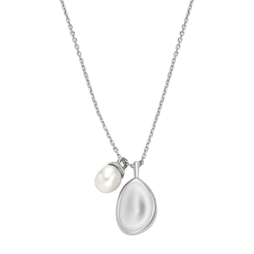 Skagen Womens Stainless Steel or Semi precious with lobster clasp closure Pearl Pendant necklace