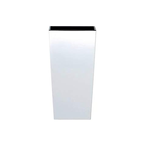 Prosperplast Urbi Square Tall Planter 19 L Plastic with Reservoir in White, 45 (H) x 24 (W) x 24 (D) cm Cover