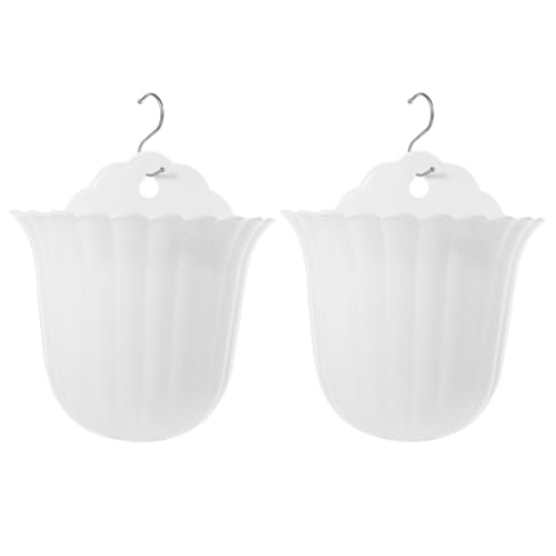 SOIMISS Maceteros Colgantes de Pared Blancos 2 Piezas Jardinera de Pared de Plástico para Interior y Exterior Soporte para Plantas de Interior como Suculentas Cactus y Flores Pequeñas