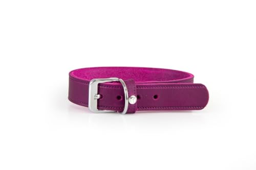 ドイツ製 高級本革首輪 Das Lederband レダーバンド 「WEINHEIM(ワインハイム)」 犬 首輪 レザー 本革 ペット用品 柔らかくて丈夫 有害化学物質不使用 小型犬 中型犬 大型犬 (Violet/バイオレット, S(幅16 mm / 長