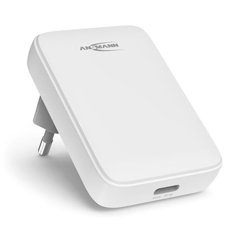 ANSMANN Chargeur USB C, Chargeur Rapide, Adaptateur USB, Bloc d'alimentation USB C Plat, Fin, Bloc d'alimentation avec connecteur USB pour iPhone 16/15/14/13/12/11 Pro Max, Samsung, Android