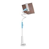 Cómodo de usar y fácil de instalar: puedes disfrutar de la tableta o smartphone cómodamente durante mucho tiempo porque se puede fijar en lugar de ser sostenido a mano. Con el pedestal tipo tornillo de mango, se puede fijar firmemente sin ejercer ninguna fuerza. Es útil para tomar videos y fotos cuando juegas y ves videos. Se puede utilizar cómodamente en varias escenas y puede ser disfrutado por toda la familia.
