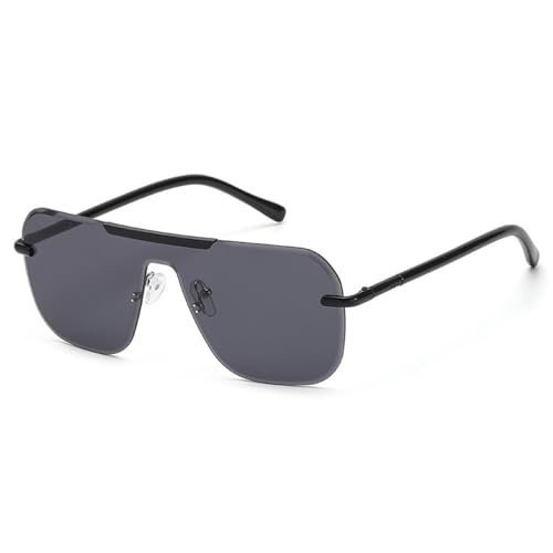 Lunettes de soleil carrées haut de gamme à grande monture demi-cerclée et UV400
