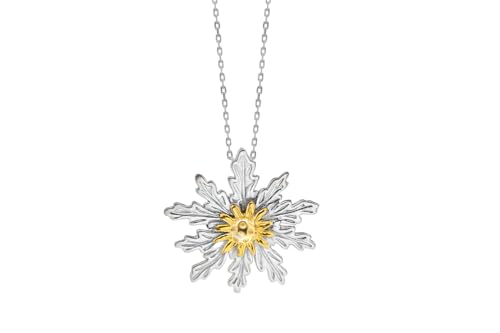 TALISMAN JEWELLERY Colgante de Plata de Ley 925 y Chapado Oro - Eguzkilore, Flor Vasca (20 mm)