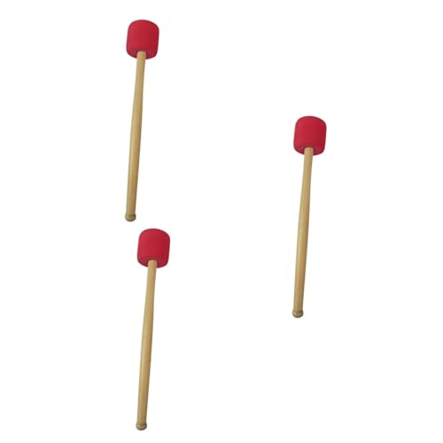 Abaodam 3 piezas Baquetas rojas con punta de espuma y mango de madera para tambor bass miniatura 1