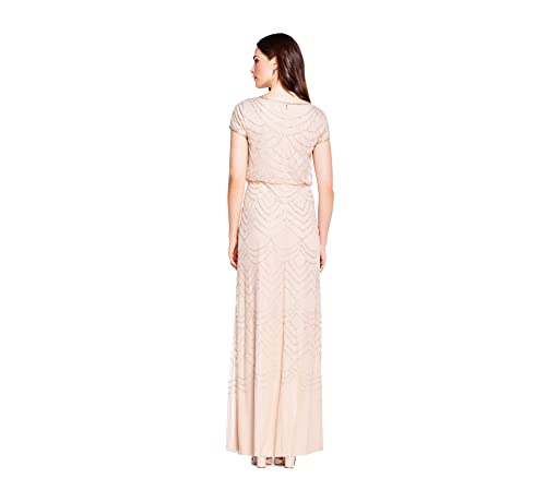 Image of Adrianna Papell Womens Short Sleeve Blouson Beaded Gown