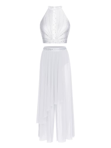 Traje de ballet blanco Oyolan de 2 piezas unidos para danza lírica 3