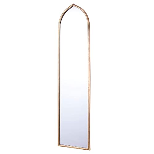 Vellque Long Gold Arched Mirror, Decorative Hanging Tall Mirror,Long Skinny Mirror,Narrow Long Hallway Bathroom Mirror,12"X50" #TOP7