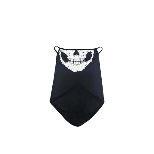 TUKEVA Sombrero Bufanda Mascarilla de Calavera Unisex Pasamontañas de Calavera con orejas colgantes calavera pasamontañas multifuncional para Motos, Ciclismo,Fiesta de Disfraz,Senderismo (Negro)