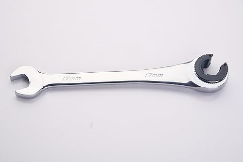 FLZOSPER 17mm Metric Fix Tubing Wrench?Fixed Head Tubing Ratchet Open End Wrench, Ratcheting Fix Combination Wrench Spanner