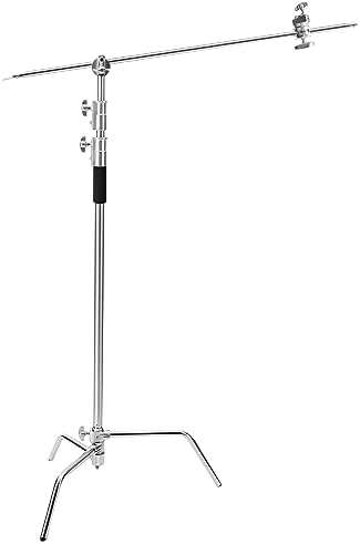 HIFFIN 9.5Ft Heavy Duty Light Stand Stainless Steel C Stand Turtle Base Stability, and Dynamic 4.2Ft Boom Arm and Grip Head Perfect for Photo Studio and Video Lighting
