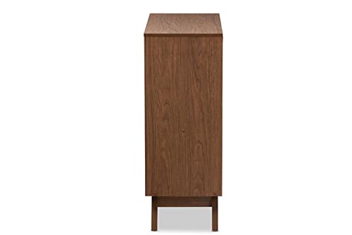 Baxton Studio Hildon Mid-Century Modern White And Walnut Wood 5-Drawer Storage Chest #TOP5