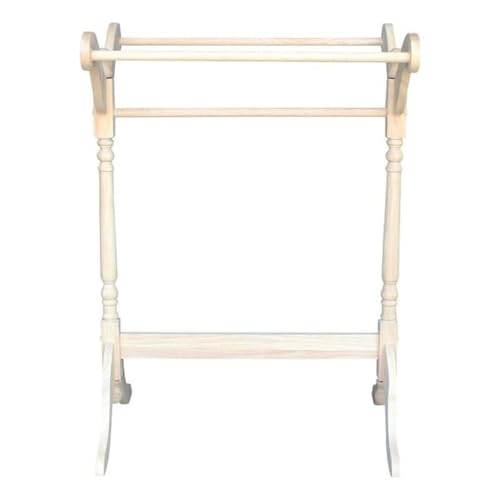 Pemberly Row Traditional Wood Quilt Rack with Three Rails in Off White