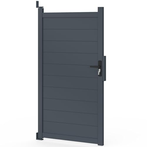 IDMarket - Puerta batiente de 100 x 180 cm de aluminio gris antracita