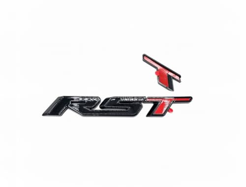 Image of 1Pc RST Tailgate Emblem Letter Badge Inserts Sticker Replacement for 2019 2020 2021 Silverado 1500 Tahoe Yukon SUV 4x4 (Overlay Gloss Black Red)