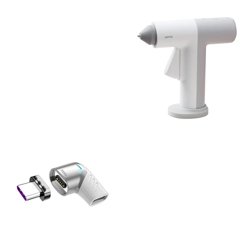 BoxWave Adapter Compatible with HOTO Hot Melt Glue Gun - MagnetoSnap PD Angle Adapter, Magnetic Charging Connector Device Saver - Metallic Silver