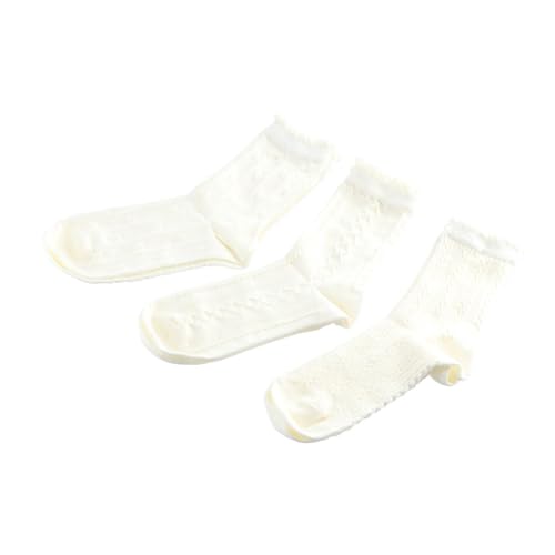 Image of Pokinge 4Pairs Lolita Socks,Cute Soft Autumn Winter Mid Tube Socks Ruffle High Ankle Kawaii Lolita Socks Japanese Style Cotton Socks for Women