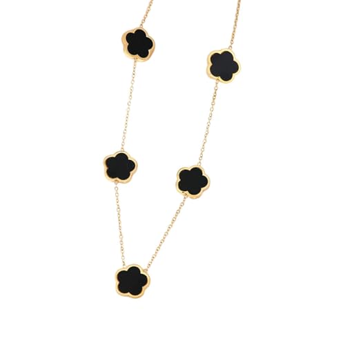 Trèfle collier épais noir 5 feuilles pour sublimer vos tenues de soirée