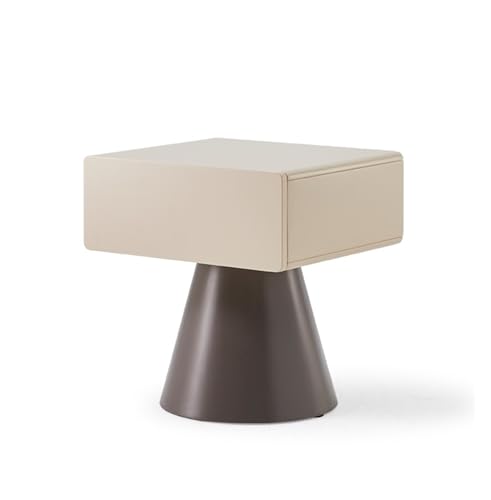 SLOQYNAPU Mesita de Noche sofisticada de Color Crema for Apartamentos pequeños Modernos y Minimalistas.