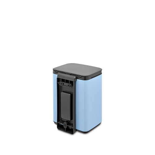 Image of Brabancia 224003 Trash Can with Lid, Manual Type, Water Resistant, 4L Width 7.9 x Depth 6.8 x Height 10.7 inches (20 x 17.2 x 27.2 cm), Made in Belgium, Bo Westbin, Dreamy Blue