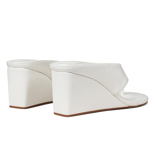 Image of AMINUGAL Wedge Sandals for Women Trendy Dressy Summer Wedges Heels for Women Chunky Heel Open Round Toe Womens flip flops slides Cute Beach Slip On Thong Sandals for Ladies Y2K