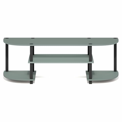 Image of Furinno Turn-S-Tube 3-Tier TV Stand for TVs up to 55 Inch, Sage Green | Toolless Entertainment Center with Open Storage Shelves, Media Console Table with Soundbar Shelf for Living Room, Bedroom