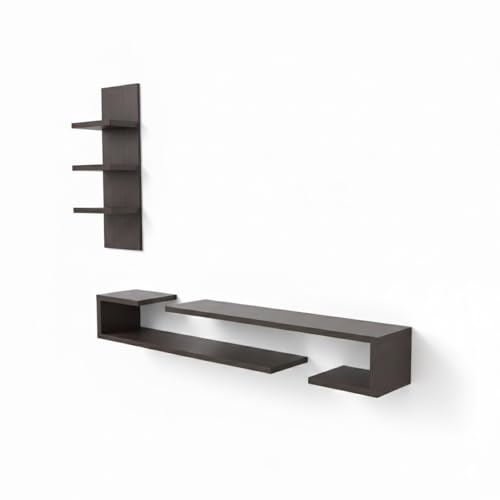 Image of Bros Moon Engineered Wood TV Stand with Storage Shelf and Foot Pad Entertainment Console for Set Top Box, Books & Decor, Wenge White Finish (101 x 40.5 x 41 cm)