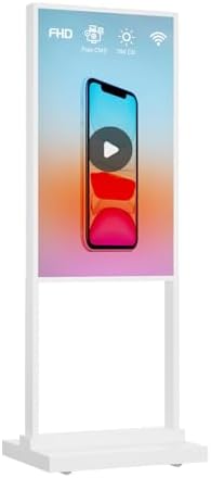 32 Inch Digital Signage Kiosk LCD Advertising Display Menu Displays Indoor Floor Standing Vertical Poster White 2+32GB 2K 700nits Android OS with HDMI in/USB