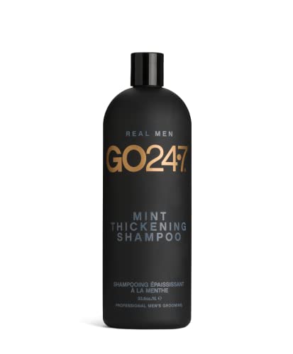 GO247 Mint Thickening Shampoo – Professional Size Energizing Daily Cleanser with Peppermint & Menthol – Helps Support Fuller, Thicker-Looking Hair – Fresh Mint Scent, 32 Fl Oz