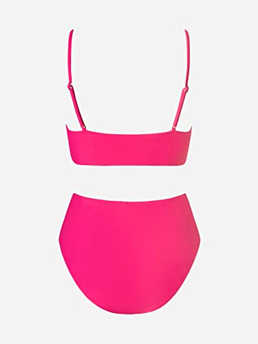 Image of CUPSHE Women's Bikini Sets Two Piece Swimsuit High Waisted V Neck Twist Front Adjustable Spaghetti Straps Bathing Suit