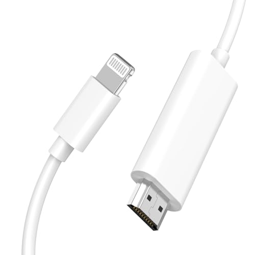 [Certifié Apple MFi] Adaptateur câble Lightning vers HDMI Apple pour iPhone,adaptateur AV numérique Lightning vers HDMI 1080P,câble HDTV compatible avec...