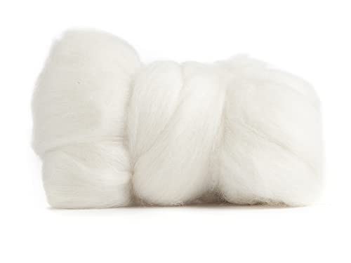Image of 100% Natural Mongolian Cashmere Wool Top Sliver, Undyed Natural White, 1 OZ Size, Best for Spinning, Tapestry, Needle Felting, Wet Felting, 13 Micron
