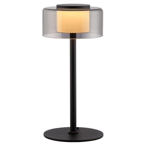 Paul Neuhaus LED-Tischlampe - H 33 cm - Rauchfarben - Schwarz - Metall - Glas - dimmbar