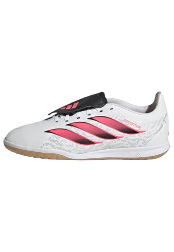 adidas Unisex - Bambini e Ragazzi Predator Club Fold-Over Tongue Sala Indoor Football Boots Kids Shoes, Ftwr White/Solar Turbo/Core Black, 36 2/3 EU