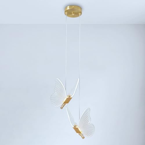 LIGKIN Suspension LED 12W Papillon Créatif Lustre Plafonnier Scandinave 6500K Lumière Blanche Éclairage de Plafond LED Acrylique Luminaire Plafonnier pour...
