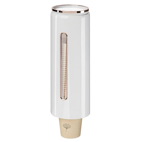 MYITYARD Cup Dispenser, Pull Type Water Cooler Cup Holder, Wall Mounted Paper Cup Holder Fit 5oz-7oz Disposable Cups, Plastic Cup Dispenser for Office Home School Kitchen, White