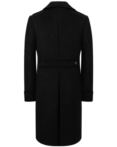 Mens Black Overcoat Wool & Cashmere Great Coat Long Double Breasted Heavy Warm Winter3