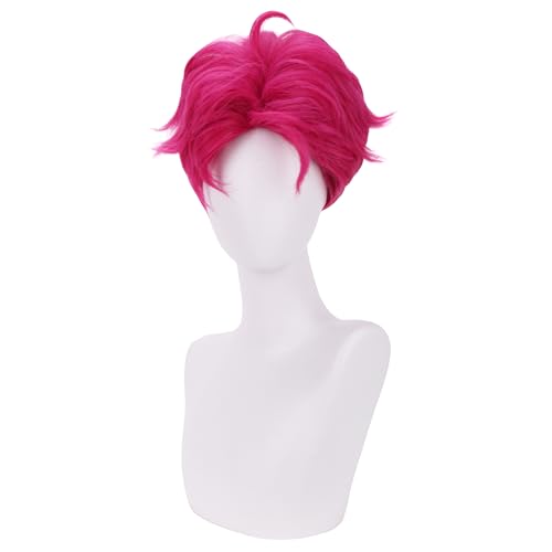 Rose Red Wigs for Boys Kids Pink Cosplay Wig Daily Halloween Costume Synthetic Wigs