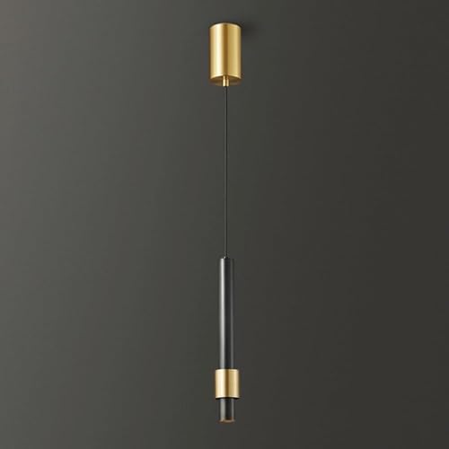 Suspension en cuivre Tube Lumineux Long et Ultra-Fin en Laiton avec câble de Suspension réglable Source de lumière LED pour Chambre îlot de Cuisine Salle...