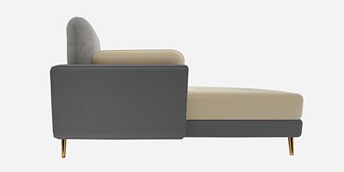 Image of Black Wood Modern Velvet RHS Sectional Sofa (3 + Lounger) with Extra Luxury Comfort for Bedroom, Living Room, Dining Room, Drawing Room, Home Office in Bug Resistant Wood Structure