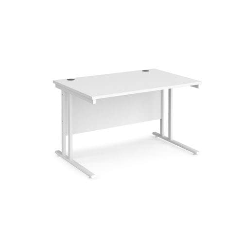 Office Monster Cooper straight desk 1200mm x 800mm - white cantilever leg frame, white top