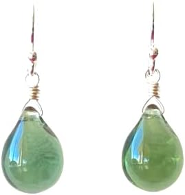 Sterling Silver Sage Green Glass Drop Earrings For Women, Light Olive, Gift Boxed For Birthdays, Mothers Day, Women, Her, Mom Daughter, Sister, Graduate, Graduation