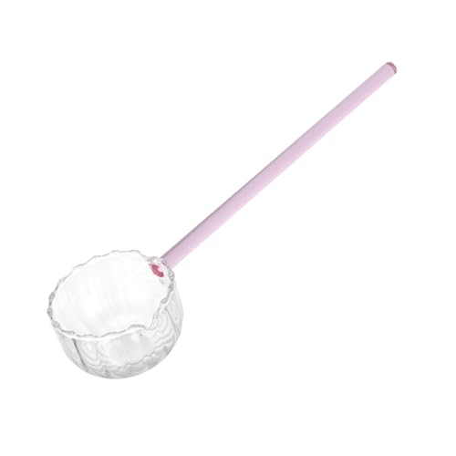 EXHUMKY Cuchara De Vidrio Para Mezclar Cucharas De Mesa Para Postre y Helado De Mango Para Té y Bebidas Color