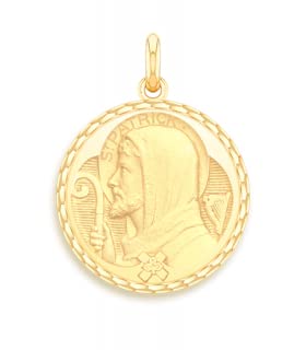 Médaille Saint Patrick or jaune 375/00 pendentif religieux traditionnel